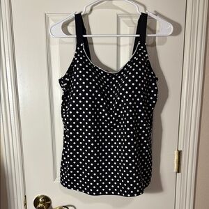 Lands' End Black and White Polka Dot Tankini Top